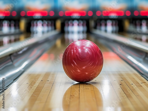 Bowling Ball on Lane with Vivid Colors