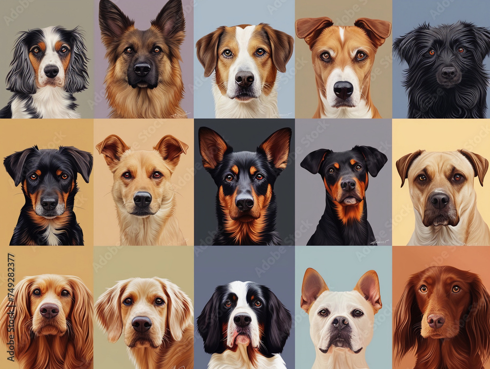 Assortment of Dog Portraits Assortment of Dog Portraits