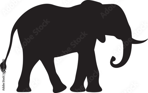 Elephant Silhouette Vector Illustration White Background