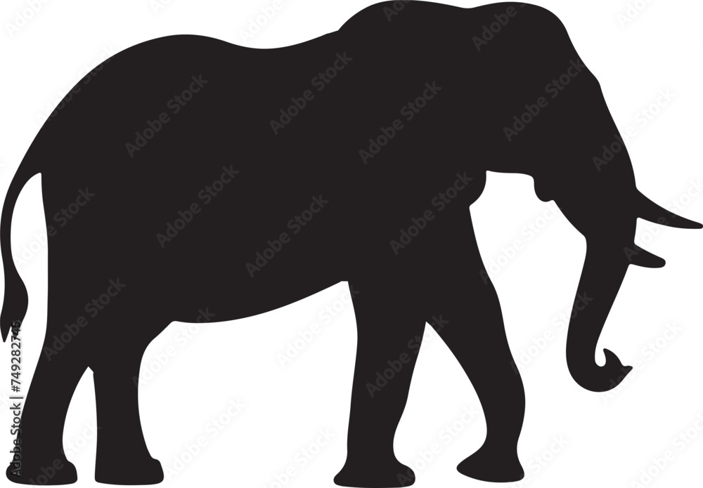 Fototapeta premium Elephant Silhouette Vector Illustration White Background