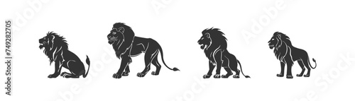 Lion silhouette icon set. Vector illustration design.