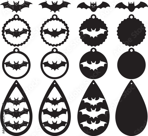 Halloween bats earrings, halloween earrings, leather earring, earring for glowforge, laser cut earring, vector illustration file