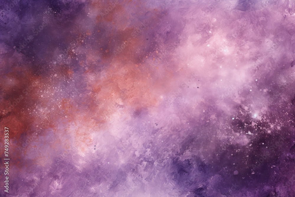 Lilac nebula background with stars and sand