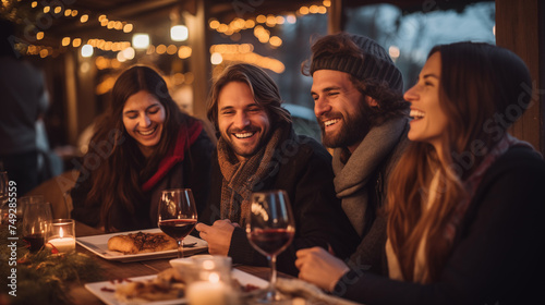 Friends Enjoying Drinks and Laughter Together