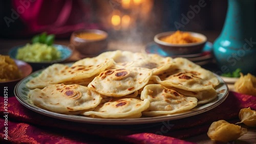 a plate of roti canai, a typical Indian food photo