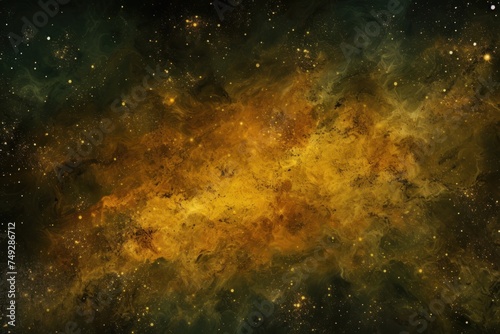 Olive nebula background with stars and sand