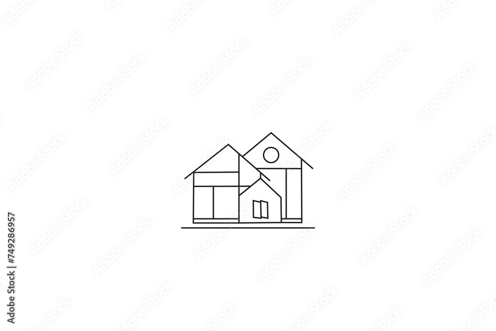 A line design: minimal group pattern of houses