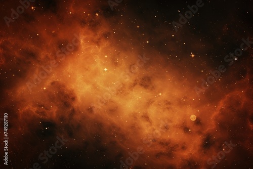 Orange nebula background with stars and sand