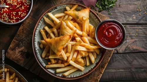 fries with samosa