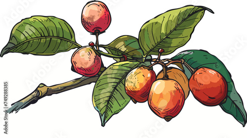 A color drawing of a guarana fruit vector color drawin photo