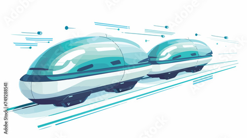 Floating hyperloop pods white background isolated background