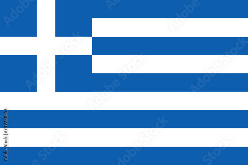 Blue and white national flag of Southern European country of Greece. Illustration made February 2nd, 2024, Zurich, Switzerland.