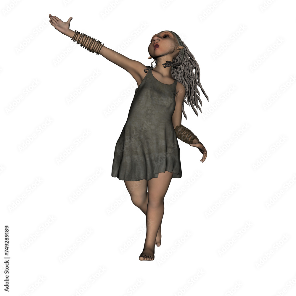 fantasy female in dreads or locs gesturing or motioning in an exaggerated way - isolated fantasy female in dreads or locs gesturing or motioning in an exaggerated way - isolated