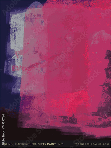 Grunge background: splattered, dirty paint stain surface N°1 (in red and dark purple, vectorized)