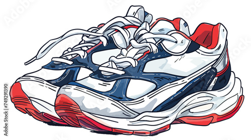 Drawing of sports shoes. youth easy footwear
