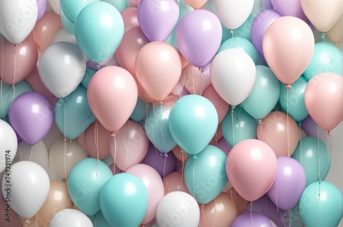 festive background of many colorful balloons