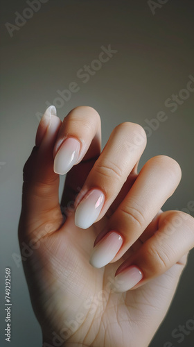 Close-Up of Hand Displaying Painted Nails: Detailed View of Manicured Fingernails with Colorful Nail Polish
