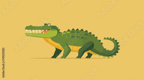 Funny crocodile flat icon Circus Wild animal