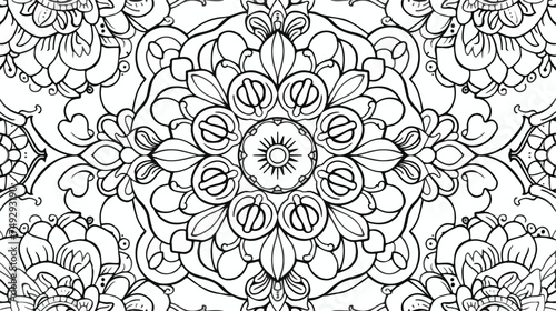 Mandala Coloring Illustration white background isolated