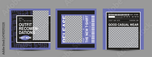 Hype social media post template set. Modern social media post bundle vector, Design editable template for social Template