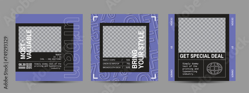 Hype social media post template set. Modern social media post bundle vector, Design editable template for social Template