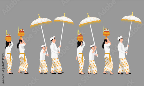 Balinese celebration melasti before nyepi day collection