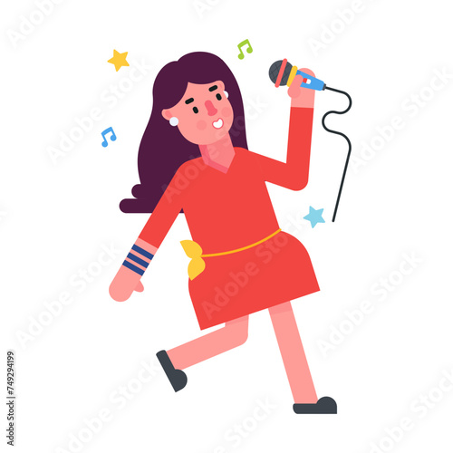 Here’s a flat icon of singing girl 