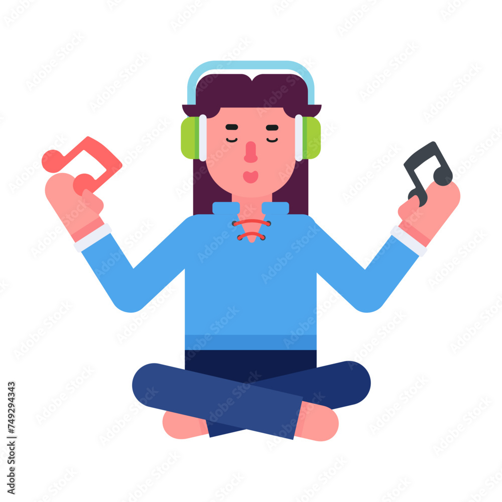 Get this handy flat icon of music meditation 