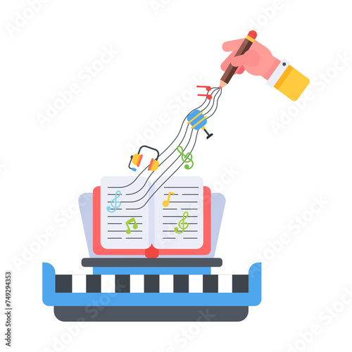 Check out flat icon of lyrics writing 