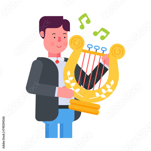 Download this flat icon of playing lyre 