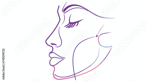 plastic surgery nose line icon on white background