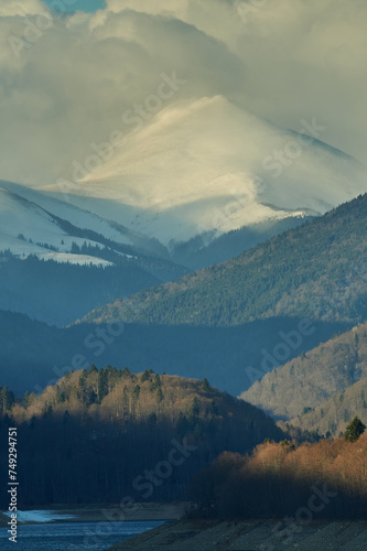 Winter panoramic alpine view over the Southern Carpathians photo