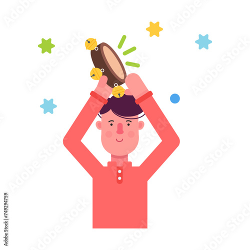 Get this flat icon of playing tambourine