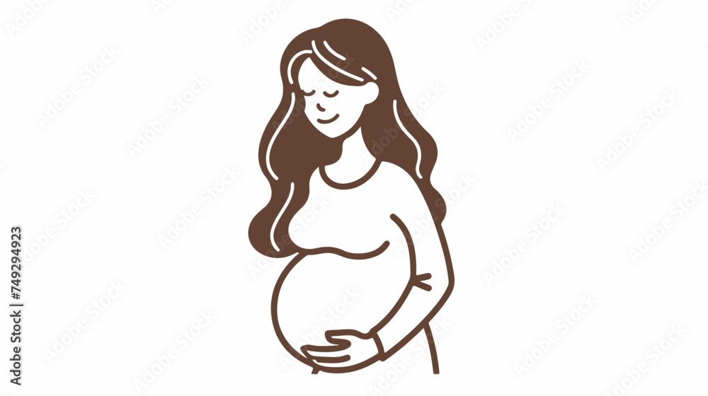 Pregnant woman in front icon. Outline pregnant woman