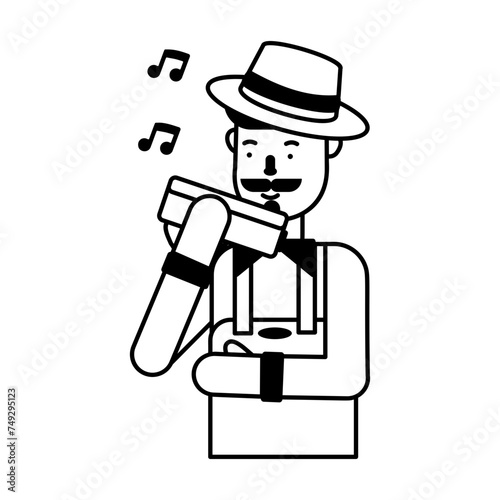 Customizable glyph icon of a harmonica player 