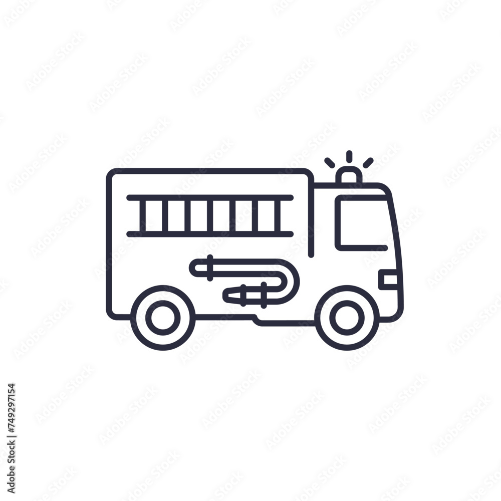 fire truck line icon on white