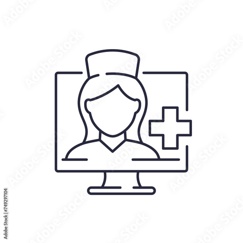 doctor online, medical consultant line icon