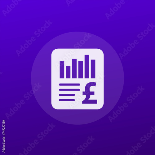 Financial statement or report icon with a pound