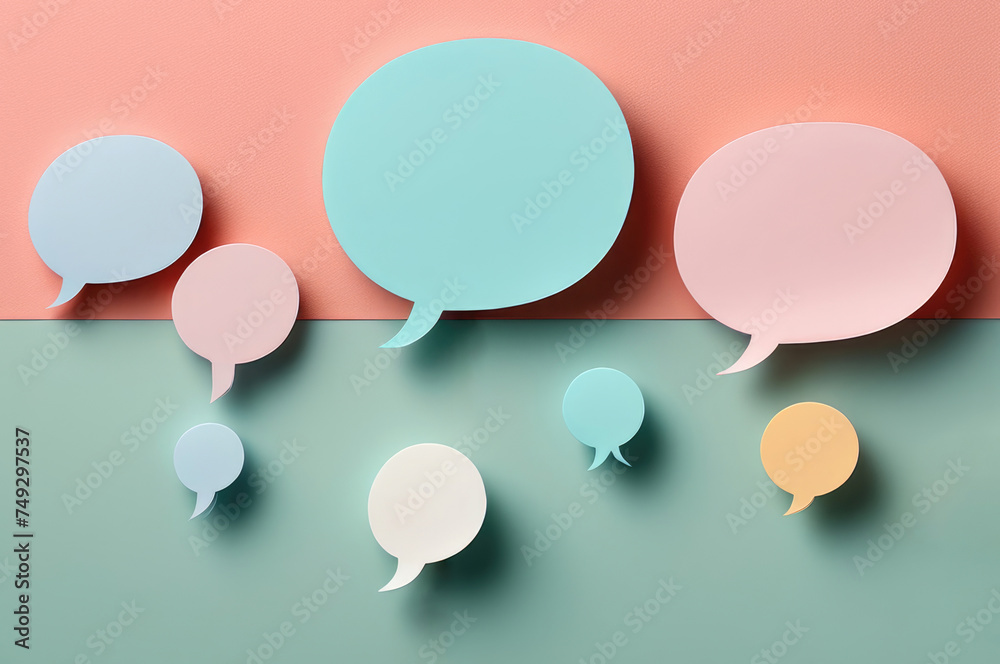 3D Speech Bubbles on Pastel Backdrop 3D Speech Bubbles on Pastel Backdrop