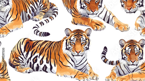 Tiger pattern on a white background vector illustrat