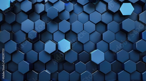 Top veiw Abstract blue technology hexagonal background photo