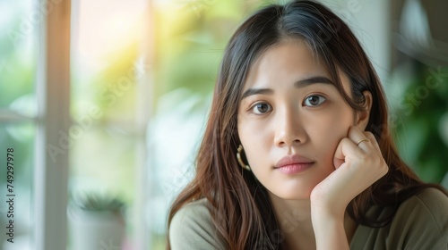 Free Download Young attractive asia female business owner thoughtful serious doubtful feel stress worry with financial problem in SME crisis small business challenges impact from covid coronavirus at home - GFXLoad