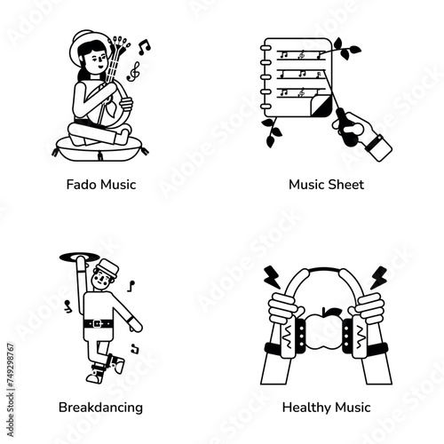 Music and Melody Trendy Glyph Icons

