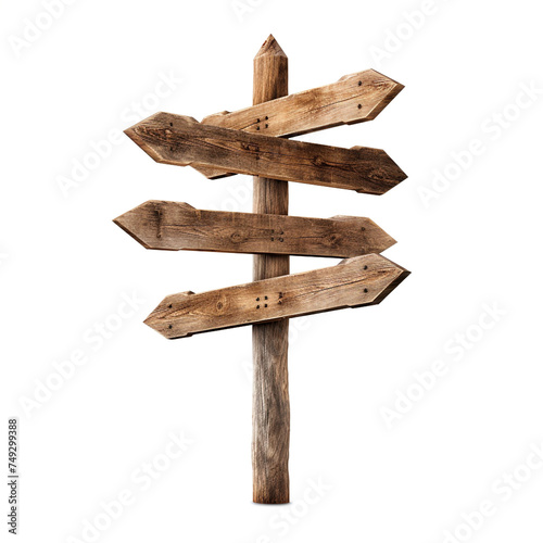 Wooden Arrow Signpost Or Road Signpost Isolated, White Background сreated with Generative Ai © Andrii Yablonskyi