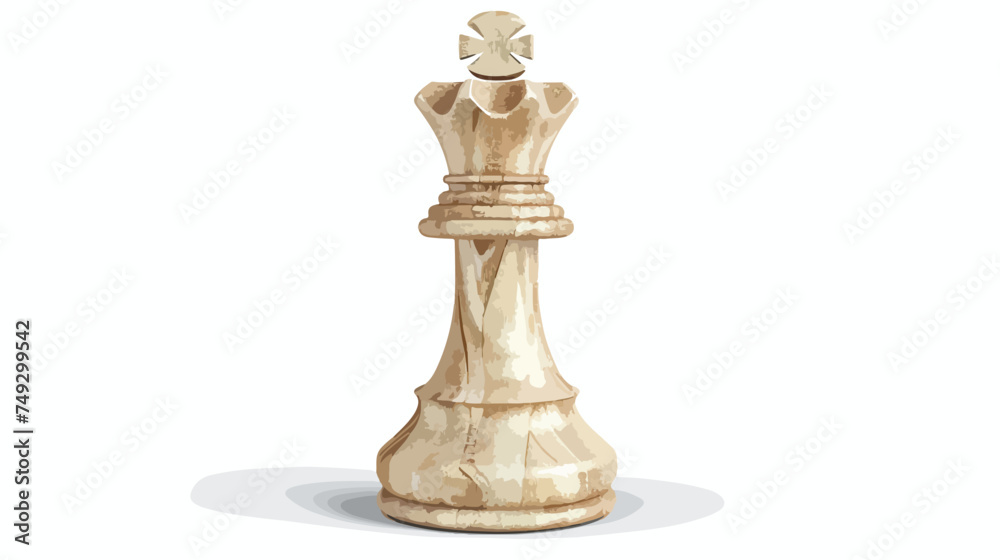 White wooden chess piece king. Front viewhite vector ill