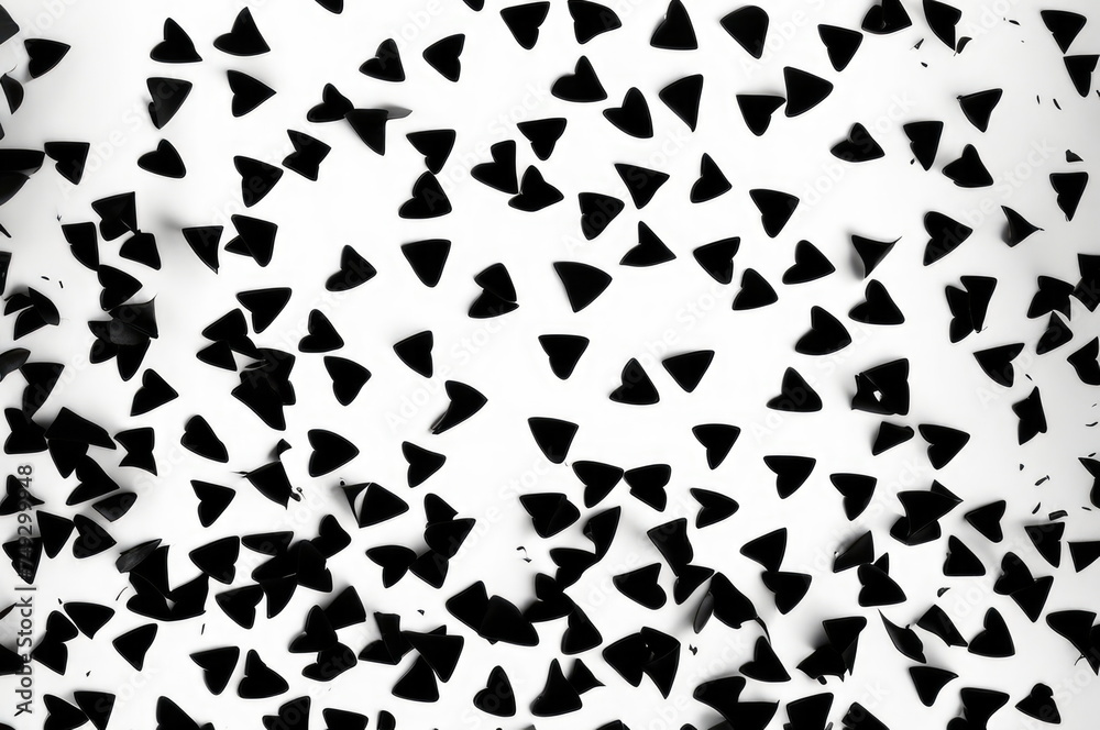 Black Confetti Scatter on White Backdrop Black Confetti Scatter on White Backdrop