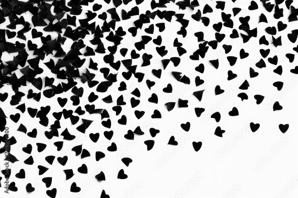 Black Confetti Scatter on White Backdrop Black Confetti Scatter on White Backdrop