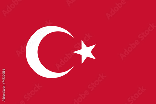 Close-up of red and white national flag of country of Türkiye with crescent moon and star. Illustration made February 5th, 2024, Zurich, Switzerland.