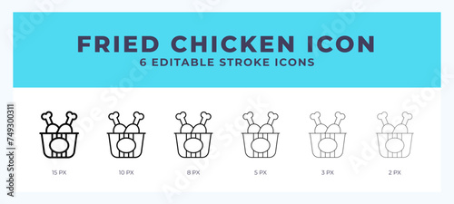 Fried chicken line icon for websites and apps. Vector illustration with editable stroke.