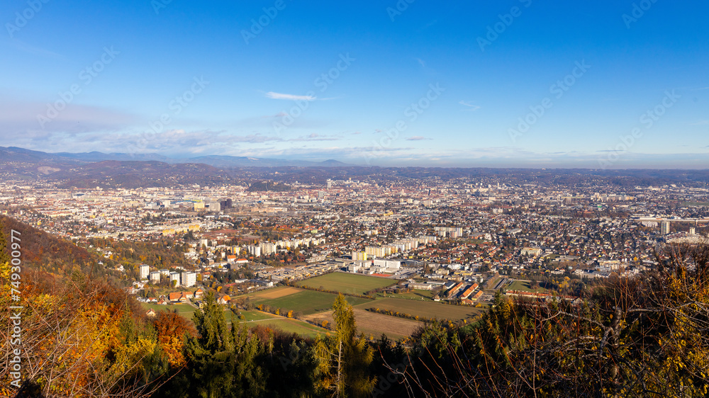 Panoramic city view of Graz in Austria